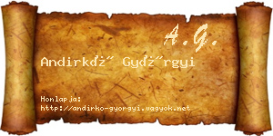 Andirkó Györgyi névjegykártya