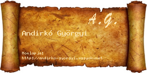 Andirkó Györgyi névjegykártya
